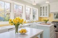 Design an open and airy kitchen with pale yellow walls Royalty Free Stock Photo