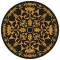 Ornament for round product, flowers in the style of stained glass on a dark background Royalty Free Stock Photo