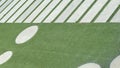 Garden design rectangular and round shapes on artificial turf Royalty Free Stock Photo