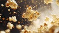 Design an overcranked shot of popcorn popping, with each. Royalty Free Stock Photo