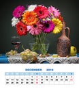 Design page calendar December 2018. Still life with Transvaal da Royalty Free Stock Photo