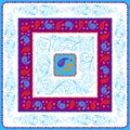Design Paisley headscarf. Blue palette