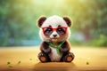 design panda sunglasses background fashionable adorable