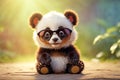 design panda sunglasses background fashionable adorable lovely fur bear