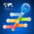 Design pencil with lightbulb Infographics tamplate. Business concept infographic