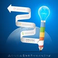 Design pencil with lightbulb Infographics tamplate.