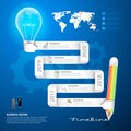 Design pencil with lightbulb Infographics tamplate.