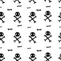 Seamless white and black punk skull and crossbones pattern Royalty Free Stock Photo