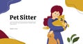 Pet sitter illustration for web or print design Royalty Free Stock Photo