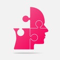 Design Pink Puzzle Piece Head - Vector Jigsaw Royalty Free Stock Photo