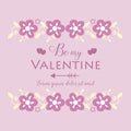 Design pink and white floral frame elegant, for greeting card happy valentine romantic. Vector Royalty Free Stock Photo