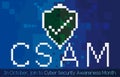 Pixelated Design with Checked Shield Promoting Join CSAM in October, Vector Illustration