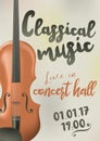 Design of a poster for a concert of classical music with violin