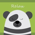 Design of a pretty and cute panda on the green background for any template and social media post