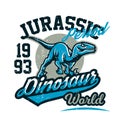 Design for printing on a T-shirt, aggressive dinosaur ready for attack. Jurassic period, predator of antiquity, sport