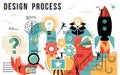 Design process flat line art concept infographic Royalty Free Stock Photo