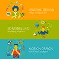 Design process professions concept flat set vector infographics Royalty Free Stock Photo