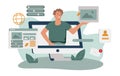 Design and programming banner, web landing page, advertisement. Designer working on ui ux design or Royalty Free Stock Photo