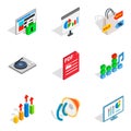 Design project icons set, isometric style Royalty Free Stock Photo