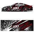 Abstract graphic design of racing vinyl sticker for racing car advertising