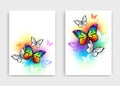 Abstract design with rainbow butterflies