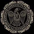 Design of Raven in Celtic, Scandinavian style and Norse runes Royalty Free Stock Photo