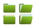 Green icons folder with 3 paper Royalty Free Stock Photo