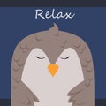 Design of a relax pretty owl`s time  for any template and social media post Royalty Free Stock Photo