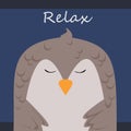 Design of a relax pretty owl`s time for any template and social media post