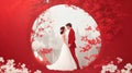 Design a romantic scene using white and red vectors