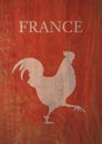 design of rooster in minimalist design of France contrasting color and flat design with nostalgia style. poster for affiche, wall