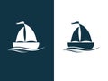 Design of sailboat and yacht icons. Cruise, tour, delivery concept, Marine boat. Transportation sign.