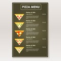 Design sample pizza menu for cafes, restaurants, bars.