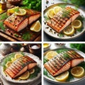 set of delicious salmon Royalty Free Stock Photo