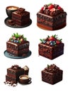 set of chocolate cakes Royalty Free Stock Photo
