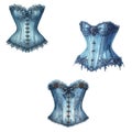 three blue corsets Royalty Free Stock Photo