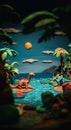 dinosaure world in 3d clay modeling Royalty Free Stock Photo