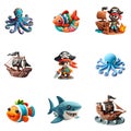 set of pirate modeling clay Royalty Free Stock Photo
