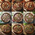 Vegan Recipe Collage with White Beans, Cherry Tomatoes, Corn, and Mixed Beans Royalty Free Stock Photo
