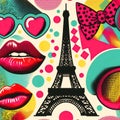 Pop Art Paris Icons â Warhol Style Royalty Free Stock Photo