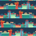 Design seamless pattern for christmas background and Wrapping paper. Wallpaper with illustration present and gift box Royalty Free Stock Photo