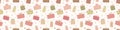 Design of seamless pattern with Christmas present boxes. Panoramic header. Vector