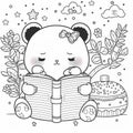Cute drawings to color: bear, night owl and girl with flowers. Cute drawings, night owl, girl with flowers Royalty Free Stock Photo