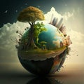 Planet Illustration - Drawing Desert, Ice, Forest, Mountain Planets, Planet 3D, Earth, Earth 3D, Earth Illustration