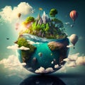 Planet Illustration - Drawing Desert, Ice, Forest, Mountain Planets, Planet 3D, Earth, Earth 3D, Earth Illustration