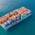 Cargo ship, ship with containers, ship on the high seas with various cargo boxes