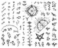 Design set with abstract alchemy and sacred geometry signs. Royalty Free Stock Photo