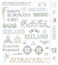 Design set with celtic patterns and St. Patrick's Day symbols