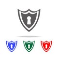 Design shield keyhole icon. Elements of cyber security multi colored icons. Premium quality graphic design icon. Simple icon for w