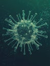 Graphical representation of a virus with minimalistic features and intricate details on a green background. Generative